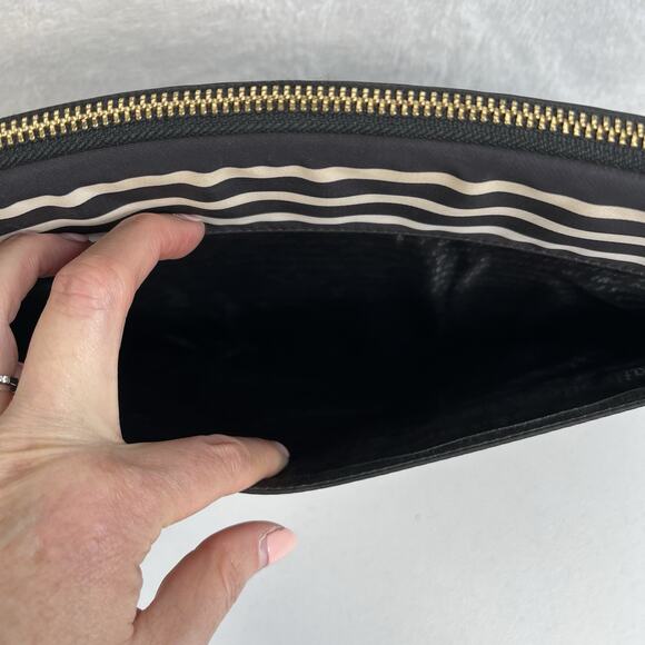 KATE SPADE New York Black & White Stripe Padded iPad MacBook Tablet Zip Case - Picture 6 of 11